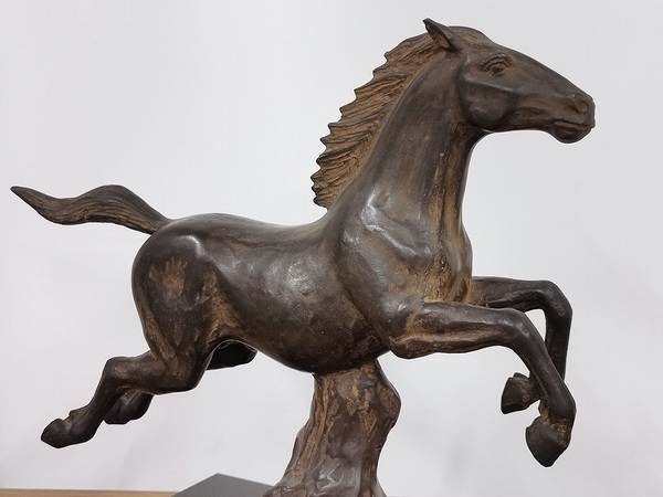 販売販促伊藤國男　ブロンズ彫刻像「鋳銅静馬置物」馬像の名人・共箱　Y86D0U5V4D 西洋彫刻
