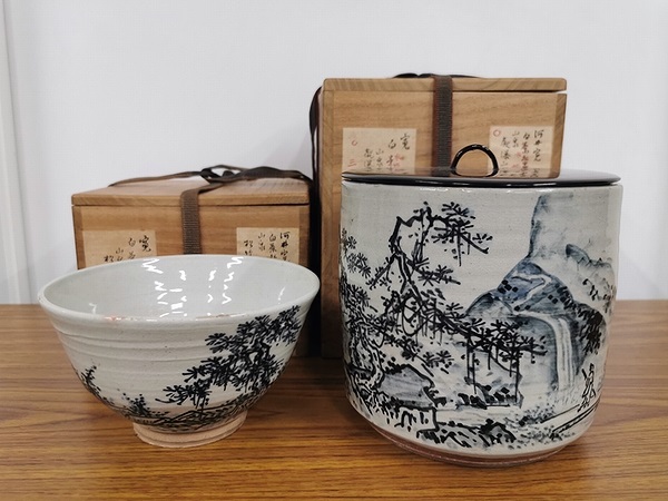 時代物 信楽焼 伝統工芸師 水山作 陶器製 切り取ら 大型観音像 